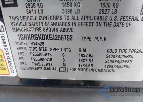 2014 Chevrolet Traverse 1Lt из США, поврежденный, VIN 1GNKRGKDXEJ256792